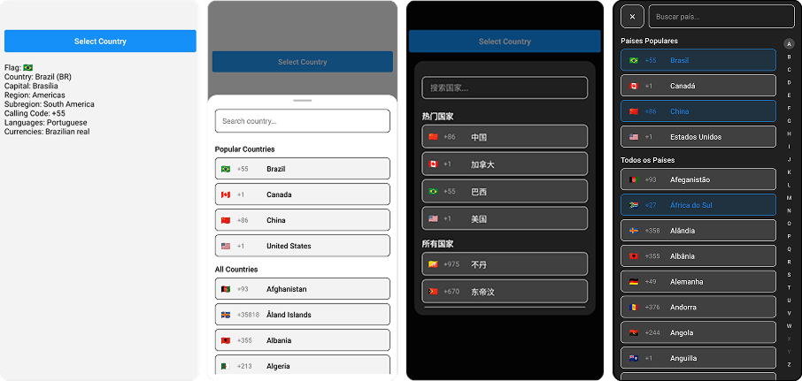 React Native Country Picker and Select Lib preview